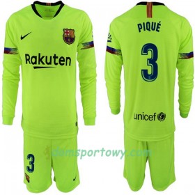 Koszulka FC Barcelona Pique 3 Dziecięcy Wyjazdowe Koszulki Piłkarskie 2018-2019 Długi Rękaw